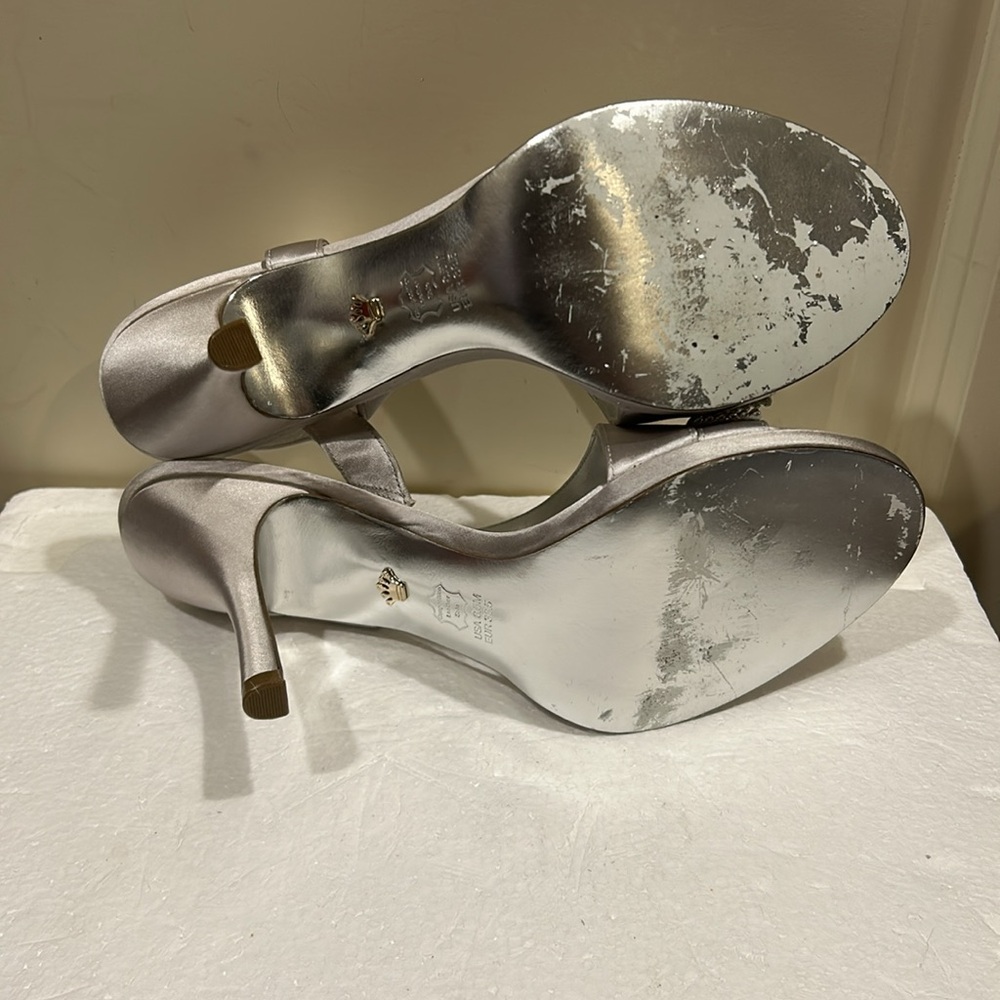 Nina Rhinestone Strappy Heels Pumps open top slingback size 8.5 grey silver - Picture 10 of 15